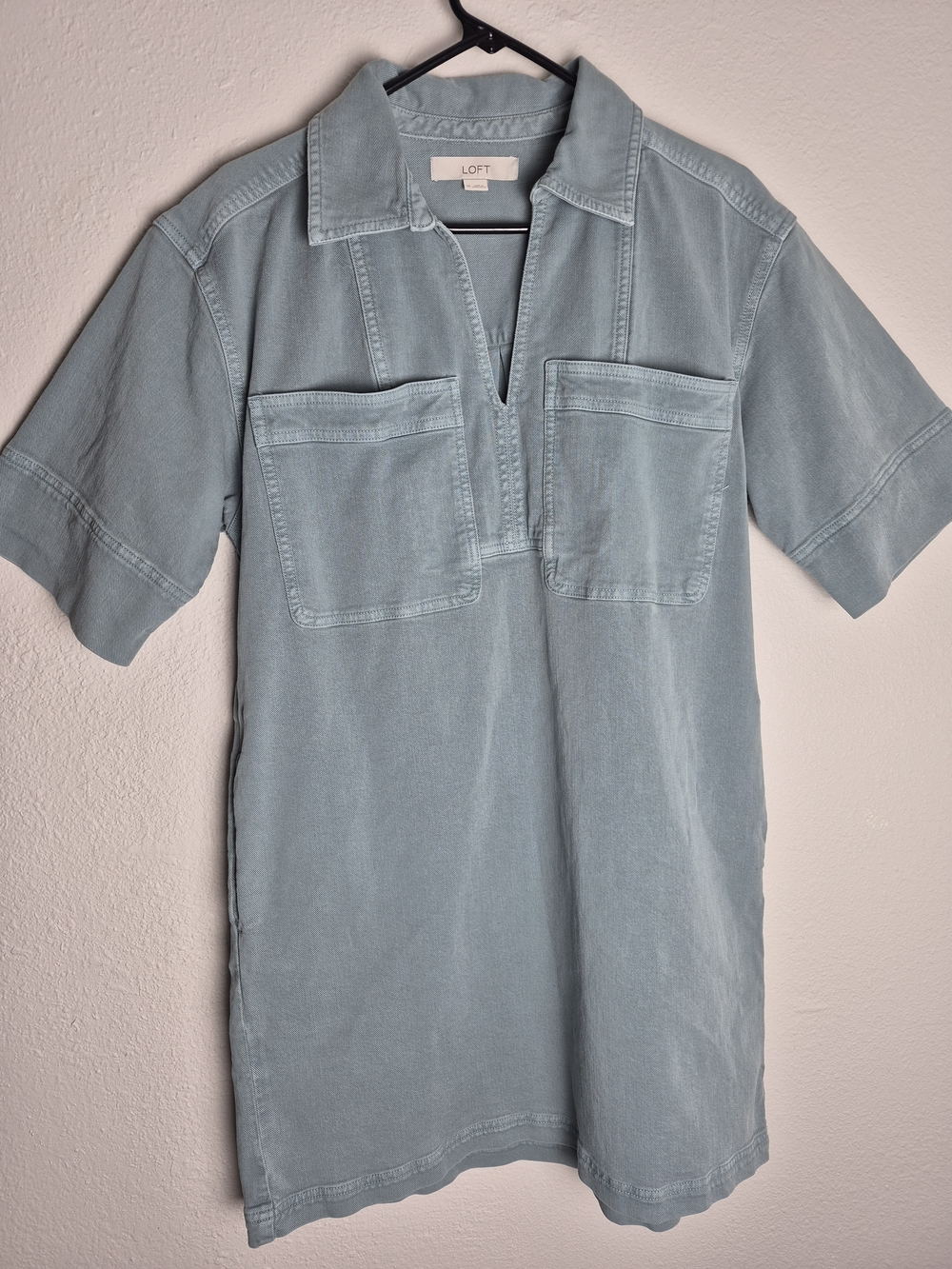 LOFT Womens Light Blue Short-Sleeve Button-Down Pocket. Dress/ Shirt. Size XS